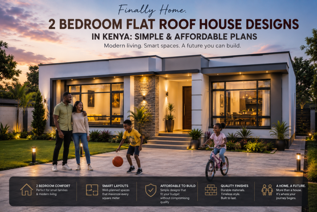 2 Bedroom Flat Roof House Designs in Kenya